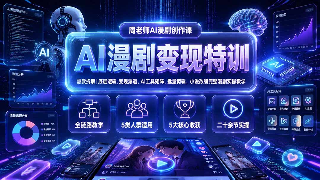 图片[1]-（19633期）AI漫剧变现特训★爆款拆解｜底层逻辑，变现渠道，AI工具矩阵，批量剪辑，小说改编完整漫剧实操教学_生财有道创业项目网-生财有道