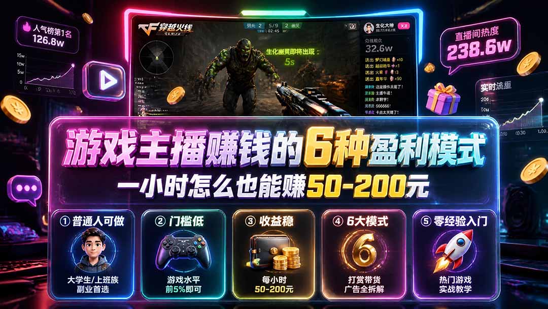 图片[1]-（19627期）付费文章：游戏主播赚钱的6种盈利模式，一小时怎么也能赚50-200元_生财有道创业项目网-生财有道