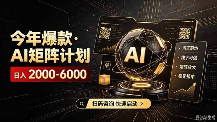 （19703期）AI矩阵计划！日收益3000-8000+，项目绿色长久，安全合规靠谱，可批量放大。扶持工作室和分公司_生财有道创业项目网