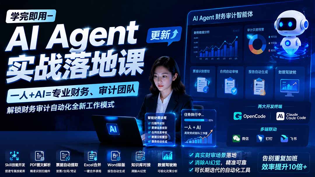 图片[1]-（19702期）学完即用—AI Agent实战落地课-更新：一人+AI=专业财务、审计团队，解锁财务审计自动化全新工作模式_生财有道创业项目网-生财有道