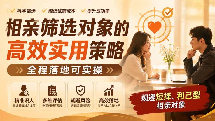 （19727期） 付费文章：相亲筛选对象的高效实用策略，全程落地可实操，规避短择、利己型相亲对象_生财有道创业项目网