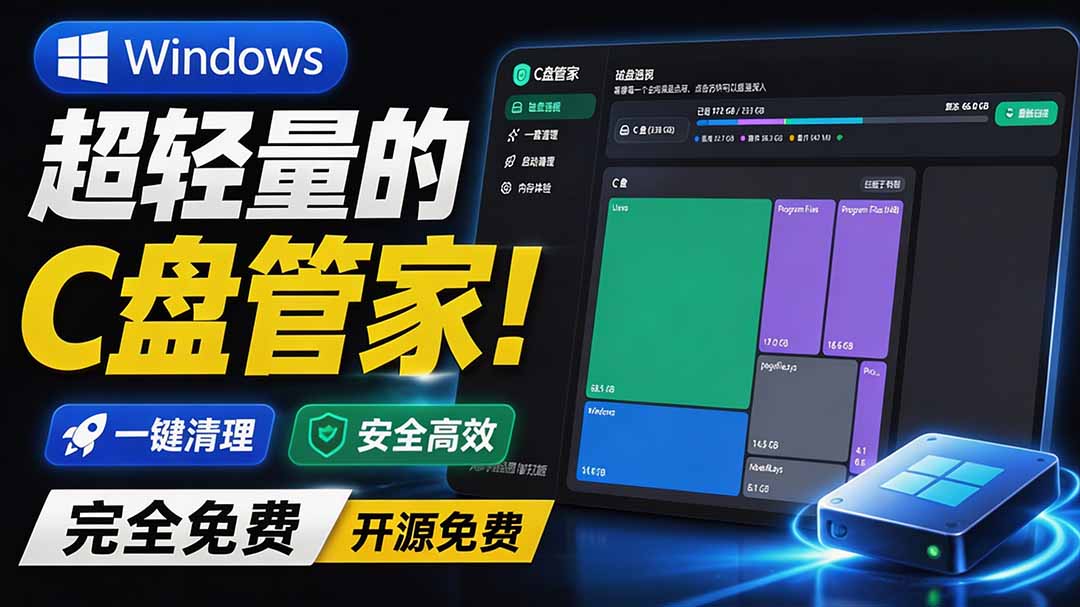 图片[1]-（19750期）Windows 超轻量的C盘管家！超级有特点，支持磁盘分析及清理提醒，2M大小体积，完全免费 C盘管家_生财有道创业项目网-生财有道